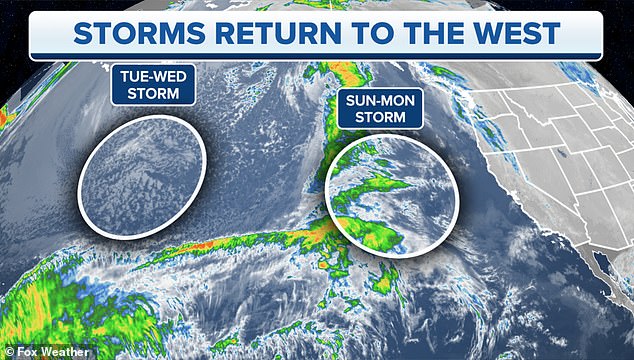 Two more storms are expected to hit California again. The first is expect to hit Sunday and bring inches of rain and a few feet of snow, while the second one is expect to hit Tuesday and bring more snow