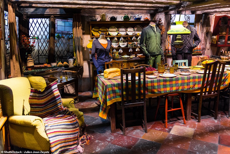 The charming family home of the Weasley family. Visitors can activate the magical knitting and washing up