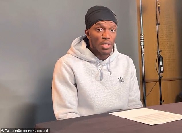 YouTuber KSI today issued a grovelling apology for using a racist jibe in a recent video and vowed to 'educate myself'