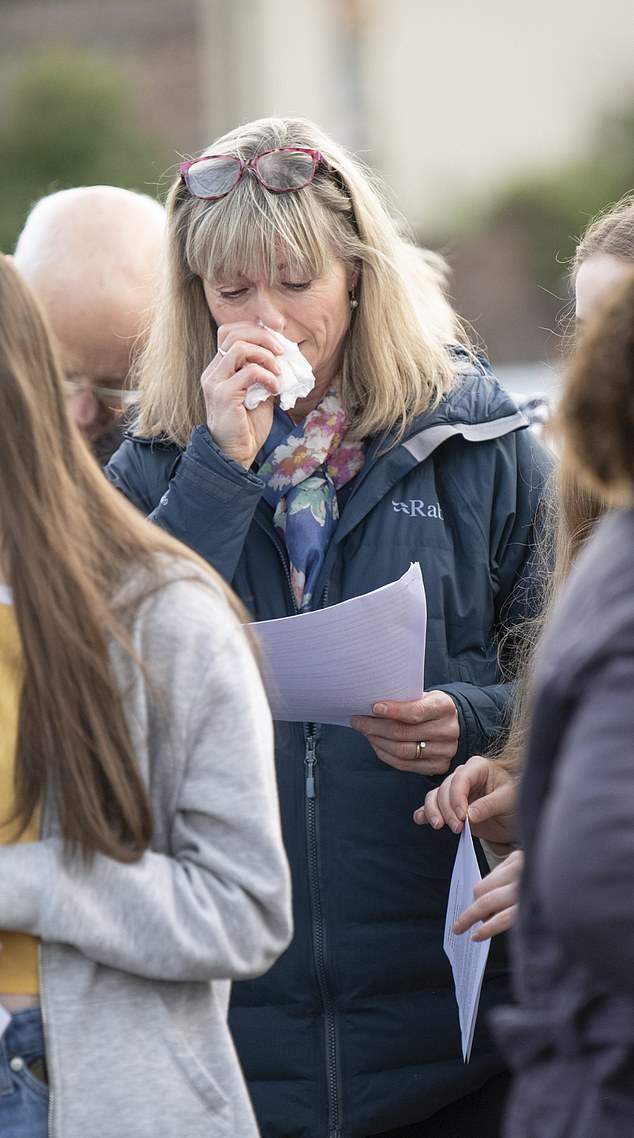 Kate McCann, (pictured) wearing black jeans and a blue jacket, joined in prayers but neither she nor Gerry addressed the crowds