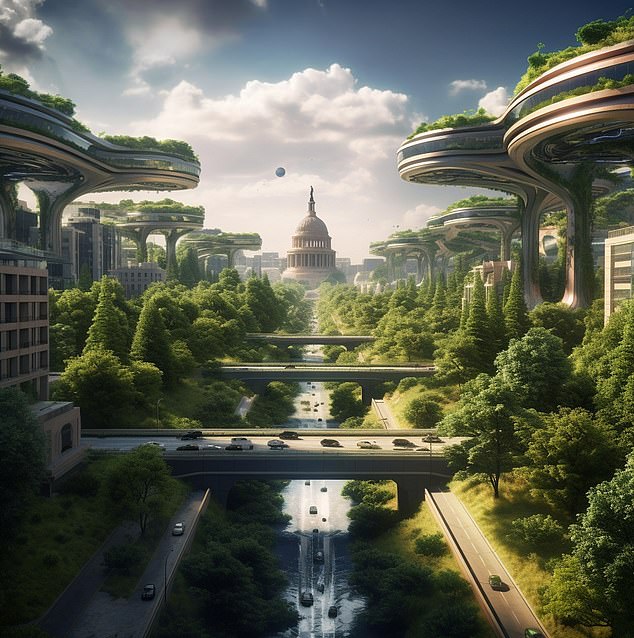 Washington: The cities of the future will be greener and ruled by benevolent AI (Midjourney)