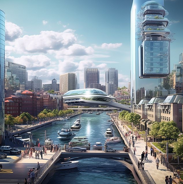 Boston: Cities of the future will be reshaped by robotics and green energy (Midjourney)