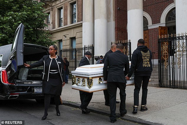 Pallbearers carry the casket of Jordan Neely ahead of his funeral in New York City on Friday
