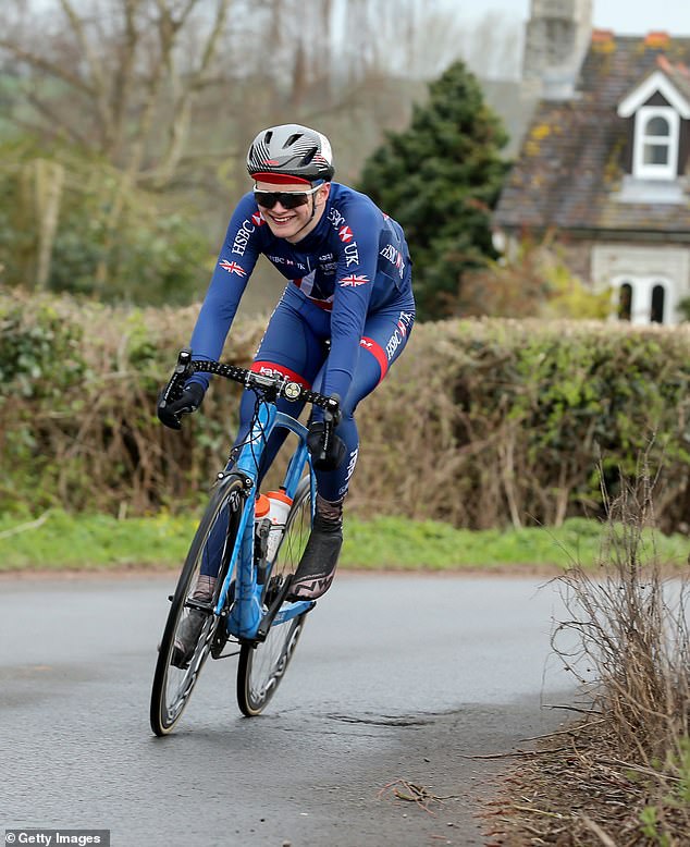 Emily Bridges, seen here riding as a man in the Tour de Gwent in April 2018, before she began her transition