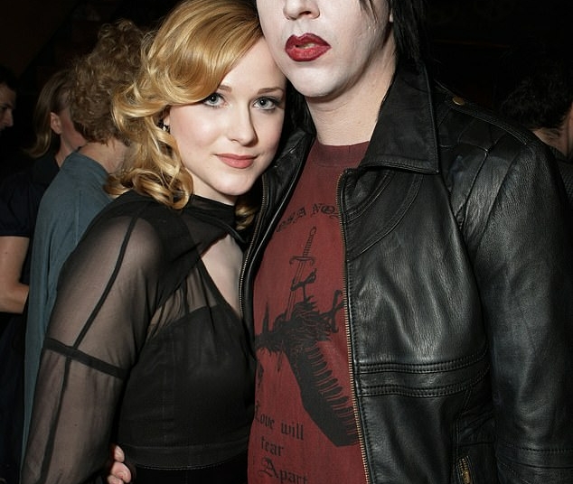 Response: Marilyn Manson has hit back at Evan Rachel Wood's claims he threatened her young son, causing her to hand over primary custody of the child to ex Jamie Bell due to safety fears (pictured together in 2007)