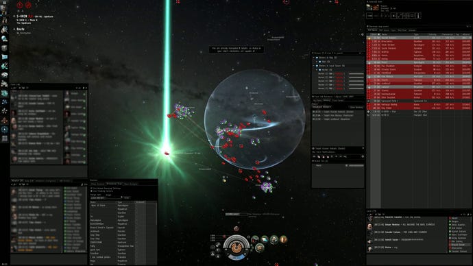 A player gathers a fleet in front of a large planet in EVE Online