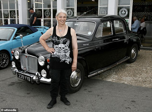 Karen Field from Harrow arrived at the Ace Cafe driving a wonderful 1964 Rover P4. As such, the car is more than 40 years old and will not have to pay the tax