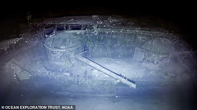 For the first time, deep-sea explorers have given a detailed survey of Japan's aircraft carrier Kaga. The ship was sunk during the Battle of Midway and is now pictured with a gun still in tact
