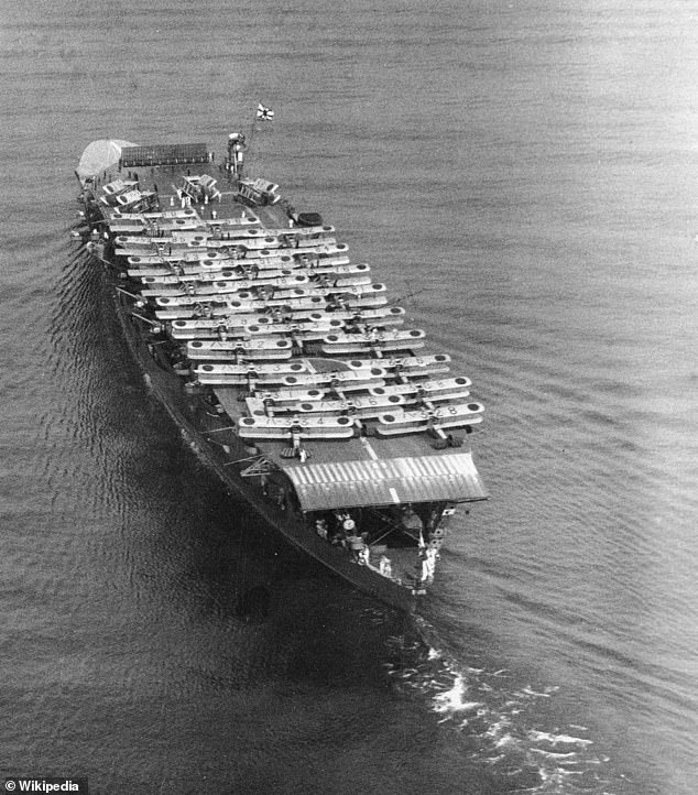 The Japanese aircraft carrier Akagi - before it was sunk during the Battle of Midway