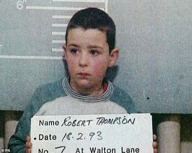 The pair tortured and killed the two-year-old before dumping his mutilated body by a railway line two-and-a-half miles away in Liverpool. Pictured: Robert Thompson