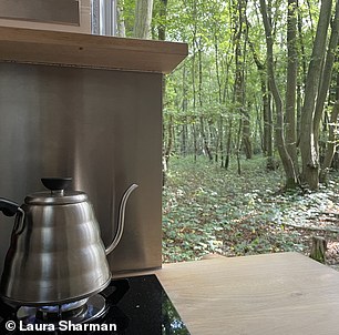 At Dering Forest, pictured, Laura said she woke up to birdsong and took a morning stroll 'among the trickling streams and towering trees home to birds, badgers, bats, and deer'