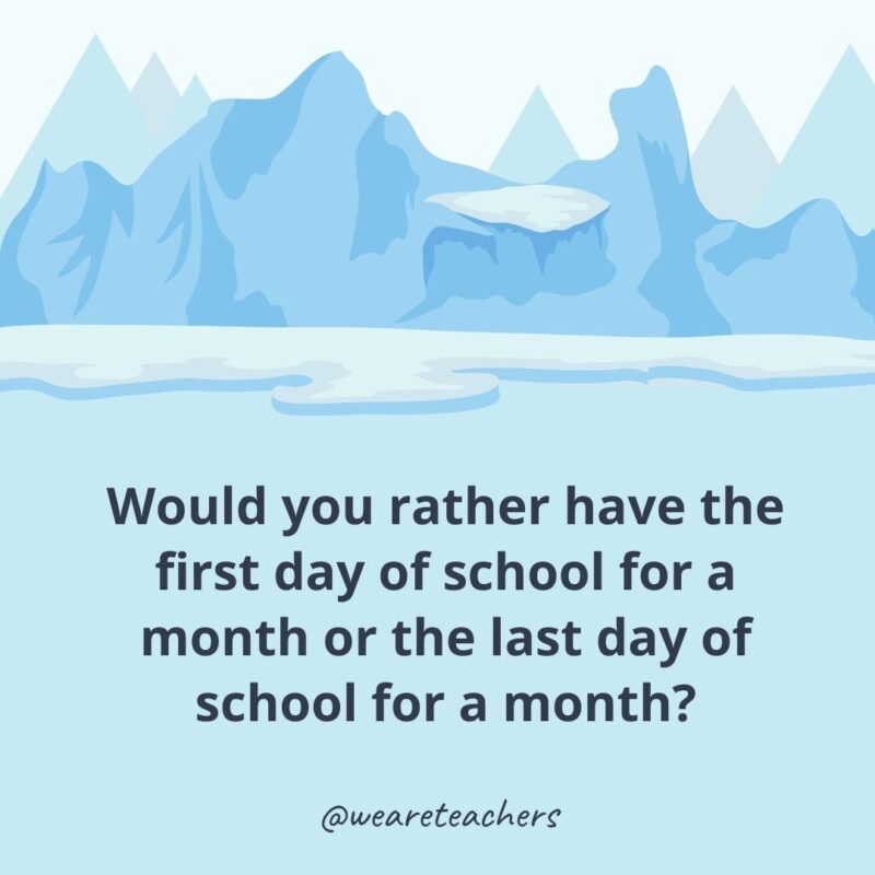Would you rather have the first day of school for a month or the last day of school for a month?