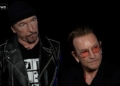 In an interview on Channel 4, U2 members Bono (right) and Edge (left) refused to talk about the former president and Republican frontrunner, while expressing support for a united Ireland