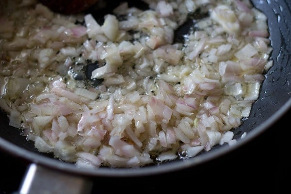 sautéing chopped onions for veg kolhapuri 