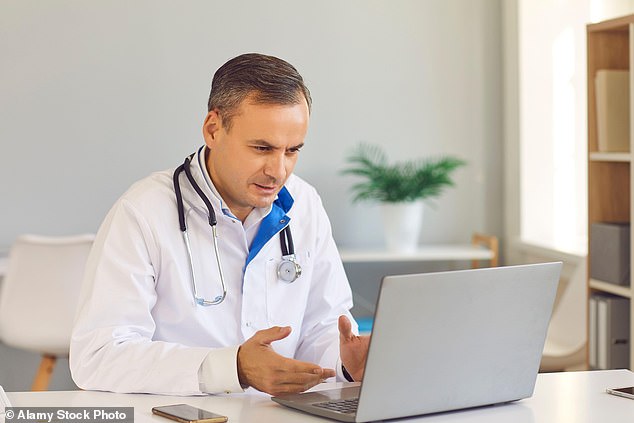Patients now speak to their GP online, or using a video chat, for a record one in 50 appointments (Stock image)