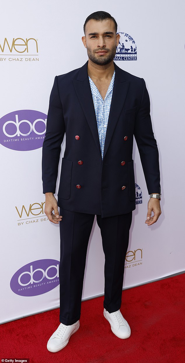 Newly single: Sam Asghari, 29, put his best fashion foot forward at the 5th Daytime Beauty Awards honoring science behind beauty, health and wellness at Taglyan Complex in Los Angeles on Sunday