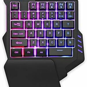 RedThunder One Handed Gaming Keyboard RGB Backlit 35 Keys Po...