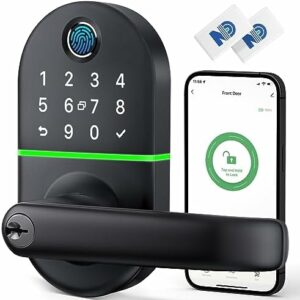 Smart Door Lock with Handle: Fingerprint Door Lock - Keyless...