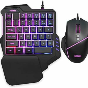 RedThunder One-Handed RGB Gaming Keyboard and Mouse Combo, 3...