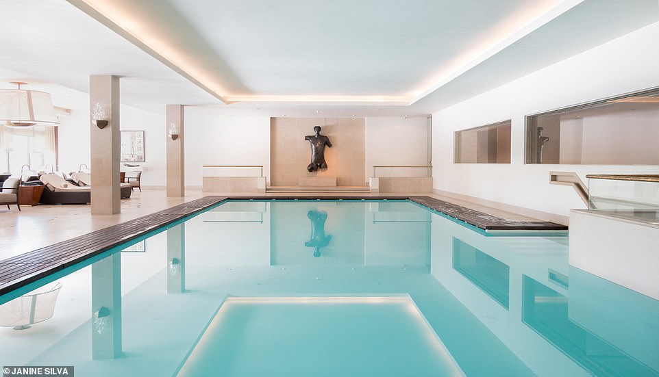 Ted Thornhill checked in to Four Seasons Hotel Ritz Lisbon, which sits on a hillside overlooking the Parque Eduardo VII. Pictured above is the 'exquisite' indoor swimming pool