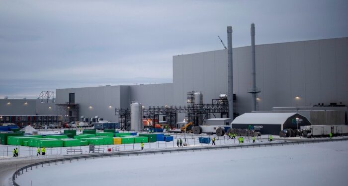 Workers at the Northvolt gigafactory near the town of SkellefteÃ¥, near the Arctic circle in northern Sweden