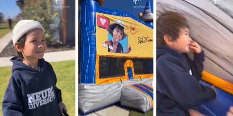 Boy with autism gets special custom bounce house