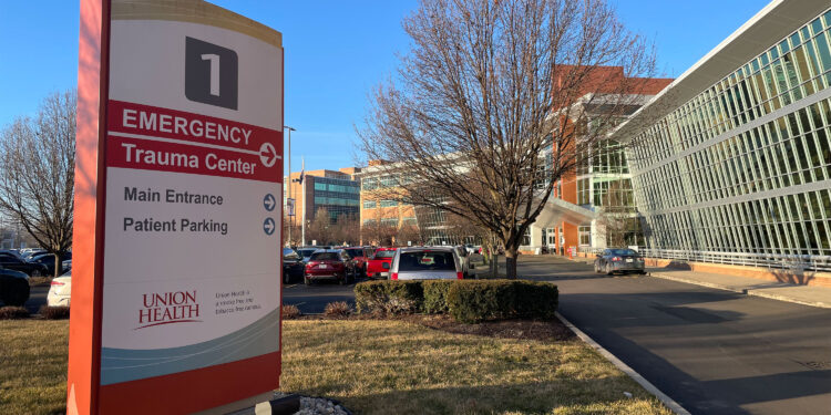 A photo of the exterior of Union Hospital in Terre Haute, Indiana.