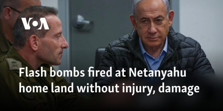 Flash bombs fired at Netanyahu home land without injury, damage