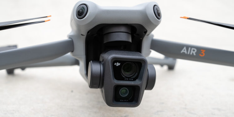 The DJI Air Mini 3's dual cameras.