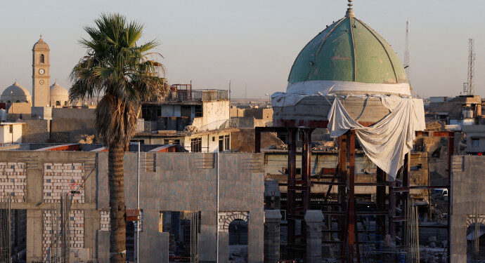 Historic Nuri mosque in Mosul, destroyed by ISIS, being repaired