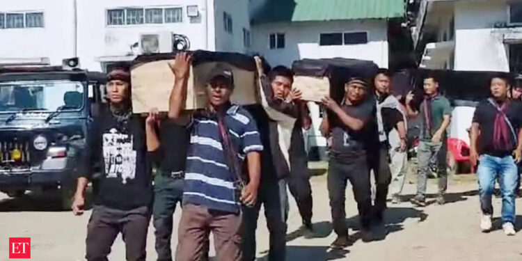 Manipur: Hundreds walk with empty coffins demanding justice for those killed in Jiribam gunfight