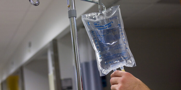 A photo of an IV fluid bag.