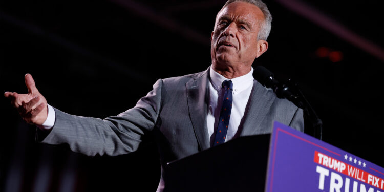 A photo of Robert F. Kennedy, Jr. speaking at a podium.