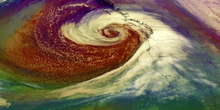 See the bomb cyclone approaching California from space