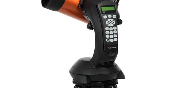 Celestron NexStar 4SE telescope on a white background