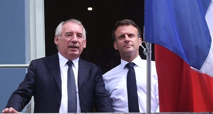 French Prime Minister François Bayrou, left, with President Emmanuel Macron