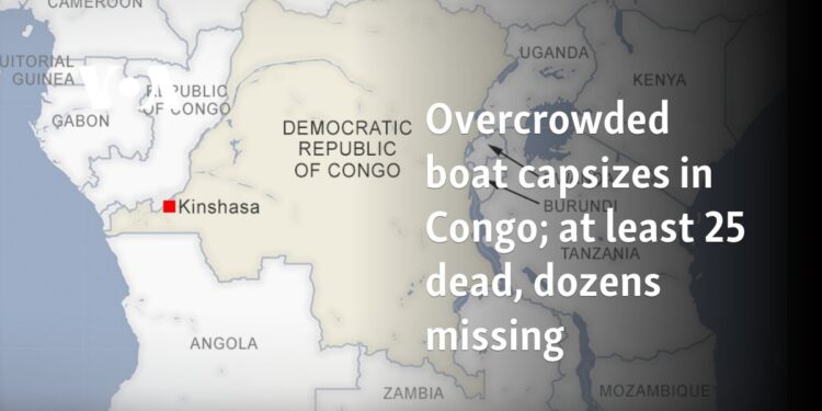 Overcrowded boat capsizes in Congo; at least 25 dead, dozens missing