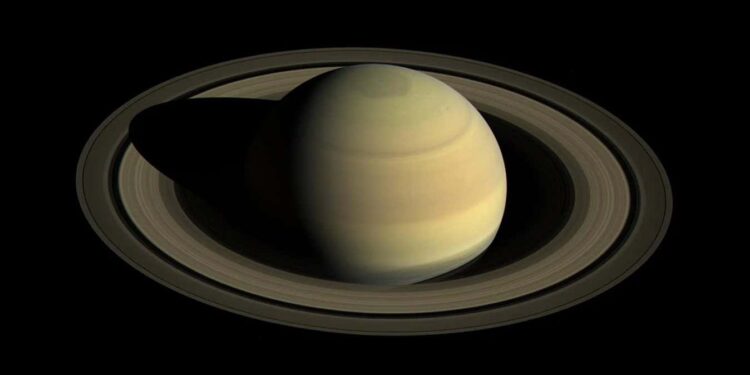 Saturn and its rings, as imaged by the Cassini spacecraft